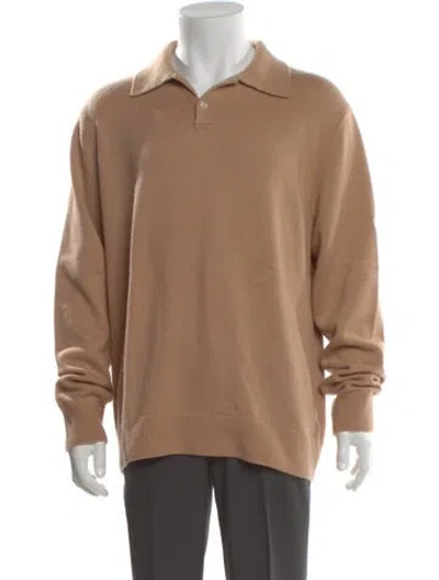 Pre-owned Sandro Wool Collar Polo Sweater In Brown