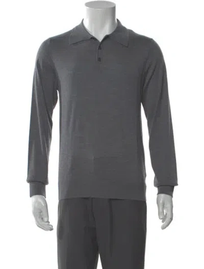 Pre-owned Sandro Wool Collar Polo Sweater In Gray