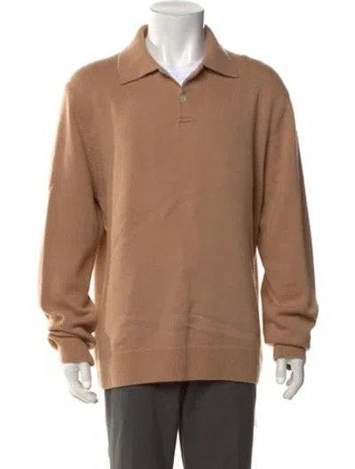 Pre-owned Sandro Wool Collar Polo Sweater In Neutrals