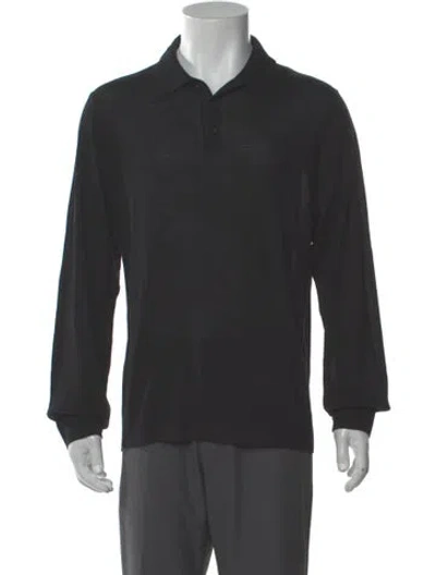 Pre-owned Sandro Wool Collar Polo Sweater W/ Tags In Black
