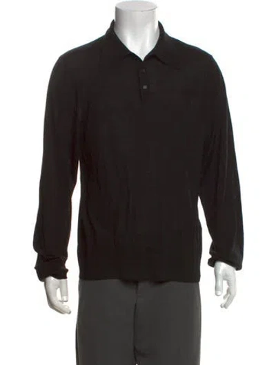 Pre-owned Sandro Wool Collar Polo Sweater W/ Tags In Black