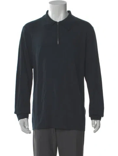Pre-owned Sandro Wool Collar Polo Sweater W/ Tags In Blue