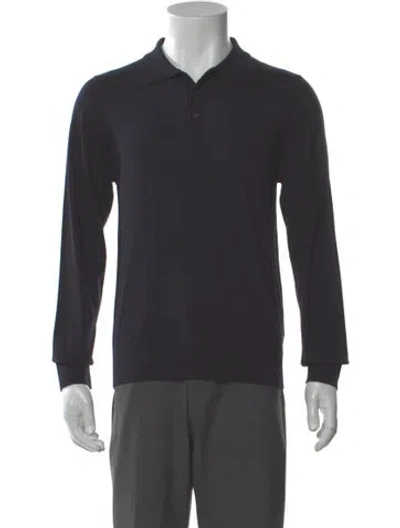 Pre-owned Sandro Wool Collar Polo Sweater W/ Tags In Blue