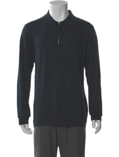 Pre-owned Sandro Wool Collar Polo Sweater W/ Tags In Blue