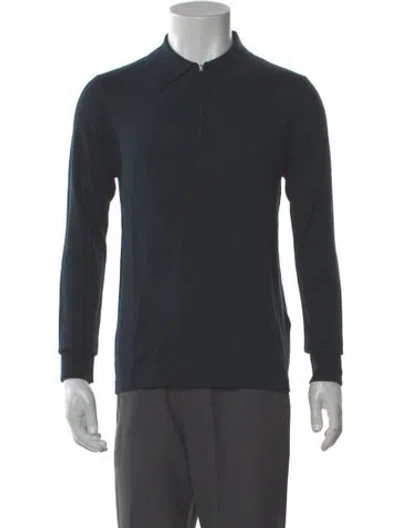 Pre-owned Sandro Wool Collar Polo Sweater W/ Tags In Blue