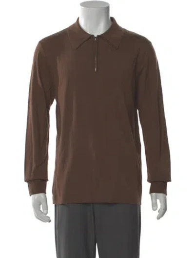 Pre-owned Sandro Wool Collar Polo Sweater W/ Tags In Brown