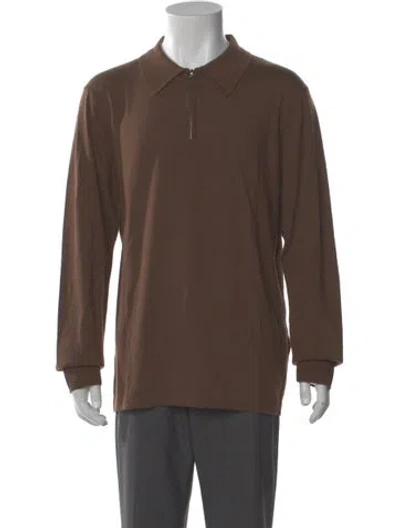 Pre-owned Sandro Wool Collar Polo Sweater W/ Tags In Brown