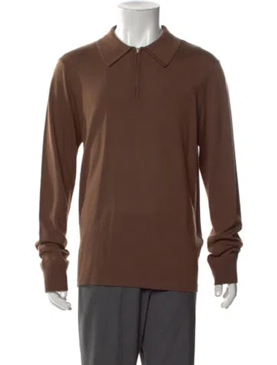 Pre-owned Sandro Wool Collar Polo Sweater W/ Tags In Brown
