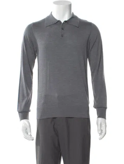 Pre-owned Sandro Wool Collar Polo Sweater W/ Tags In Gray