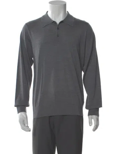 Pre-owned Sandro Wool Collar Polo Sweater W/ Tags In Gray