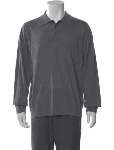 Pre-owned Sandro Wool Collar Polo Sweater W/ Tags In Gray
