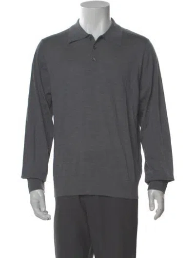 Pre-owned Sandro Wool Collar Polo Sweater W/ Tags In Gray