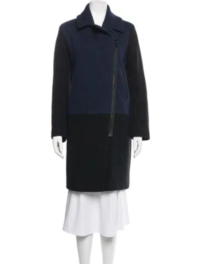 Pre-owned Sandro Wool Colorblock Pattern Coat In Black