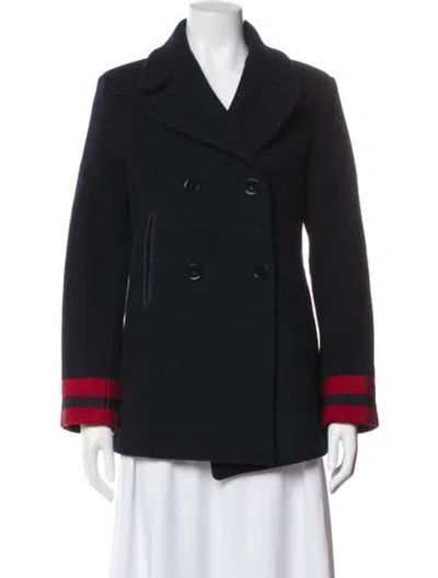 Pre-owned Sandro Wool Colorblock Pattern Coat In Multi