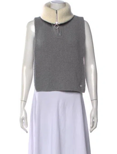 Pre-owned Sandro Wool Colorblock Pattern Dickey W/ Tags In Gray