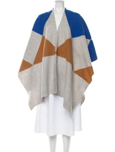 Pre-owned Sandro Wool Colorblock Pattern Shawl In Neutral
