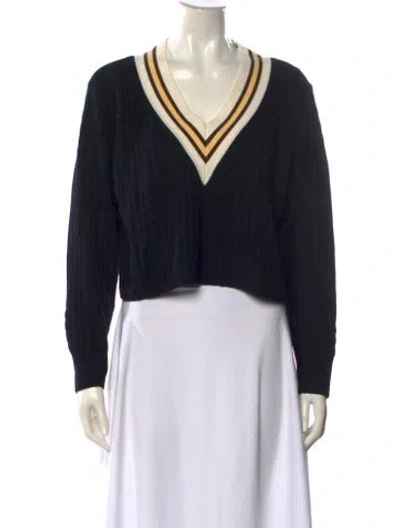 Pre-owned Sandro Wool Colorblock Pattern Sweater In Black