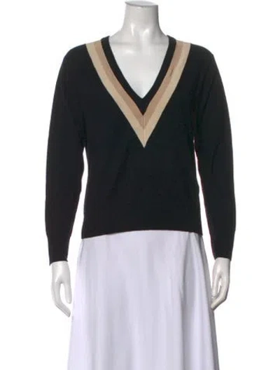 Pre-owned Sandro Wool Colorblock Pattern Sweater In Black