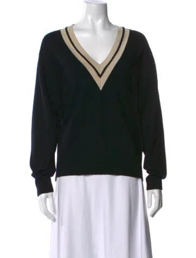 Pre-owned Sandro Wool Colorblock Pattern Sweater In Black