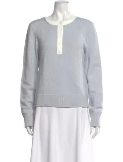 Pre-owned Sandro Wool Colorblock Pattern Sweater In Blue