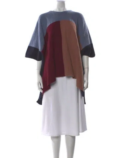 Pre-owned Sandro Wool Colorblock Pattern Sweater In Blue