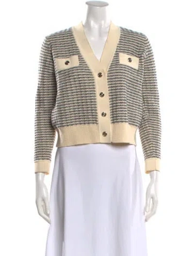 Pre-owned Sandro Wool Colorblock Pattern Sweater In Blue