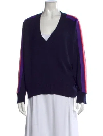 Pre-owned Sandro Wool Colorblock Pattern Sweater In Blue