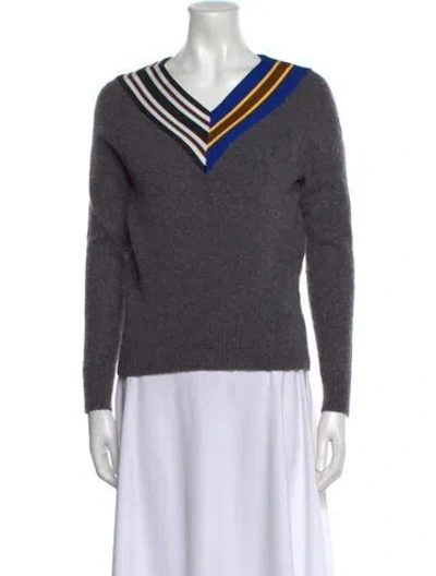 Pre-owned Sandro Wool Colorblock Pattern Sweater In Gray