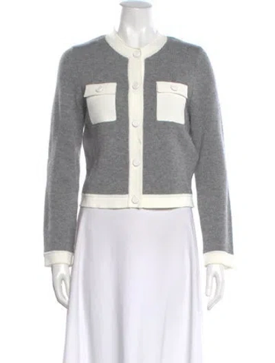 Pre-owned Sandro Wool Colorblock Pattern Sweater In Gray
