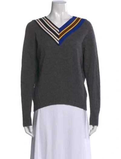 Pre-owned Sandro Wool Colorblock Pattern Sweater In Gray