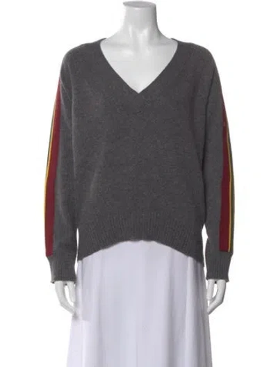 Pre-owned Sandro Wool Colorblock Pattern Sweater In Gray
