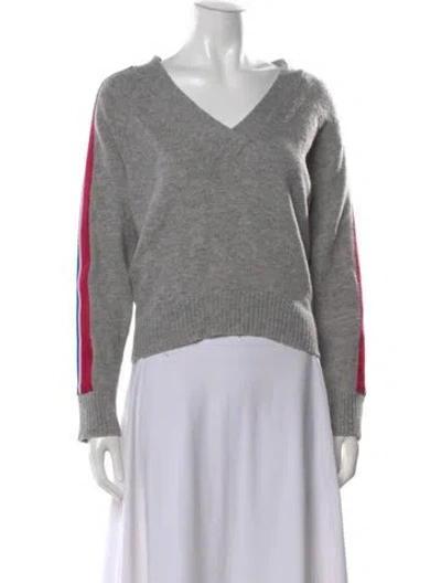 Pre-owned Sandro Wool Colorblock Pattern Sweater In Gray