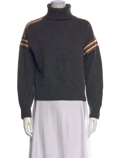 Pre-owned Sandro Wool Colorblock Pattern Sweater In Grey