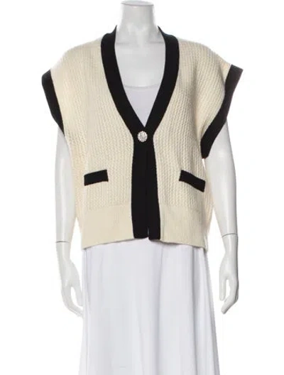 Pre-owned Sandro Wool Colorblock Pattern Sweater In Neutral