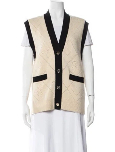 Pre-owned Sandro Wool Colorblock Pattern Sweater In Neutral