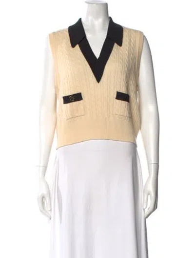 Pre-owned Sandro Wool Colorblock Pattern Sweater In Neutral