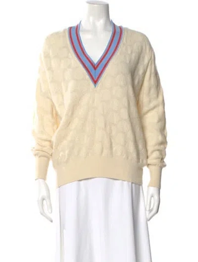 Pre-owned Sandro Wool Colorblock Pattern Sweater In Neutral