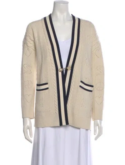 Pre-owned Sandro Wool Colorblock Pattern Sweater In Neutral