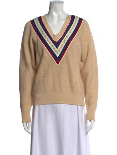 Pre-owned Sandro Wool Colorblock Pattern Sweater In Neutrals