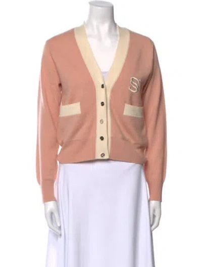 Pre-owned Sandro Wool Colorblock Pattern Sweater In Pink