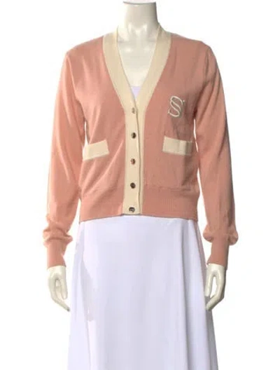 Pre-owned Sandro Wool Colorblock Pattern Sweater In Pink