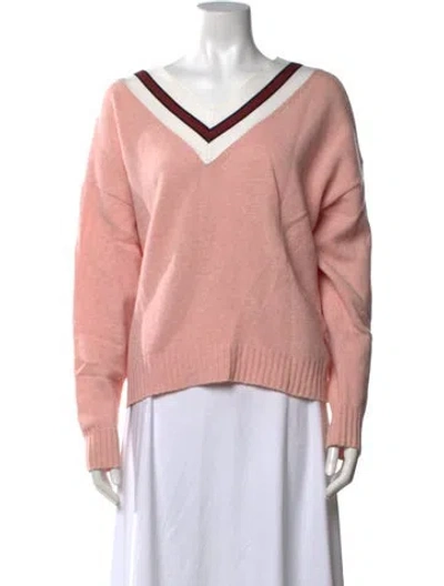 Pre-owned Sandro Wool Colorblock Pattern Sweater In Pink