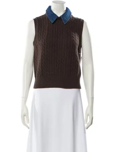 Pre-owned Sandro Wool Colorblock Pattern Sweater W/ Tags In Brown