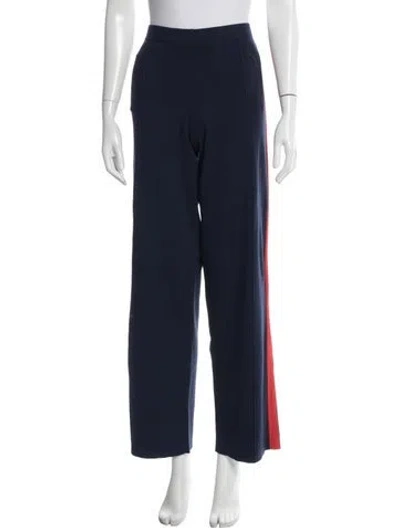 Pre-owned Sandro Wool Colorblock Pattern Sweatpants In Blue