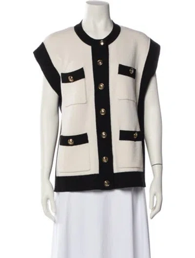 Pre-owned Sandro Wool Colorblock Pattern Vest In White