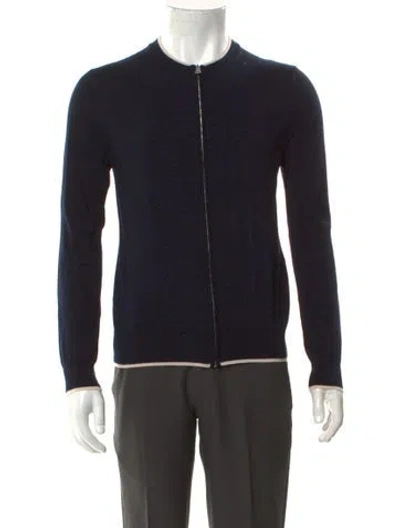 Pre-owned Sandro Wool Crew Neck Cardigan In Black