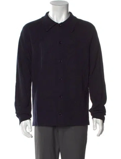 Pre-owned Sandro Wool Crew Neck Cardigan In Black