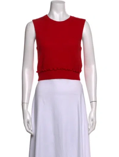Pre-owned Sandro Wool Crew Neck Crop Top W/ Tags In Red