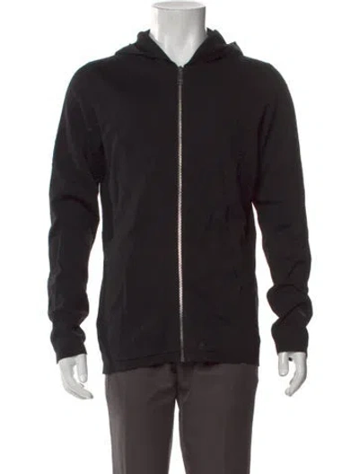 Pre-owned Sandro Wool Crew Neck Hoodie In Black