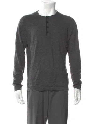 Pre-owned Sandro Wool Crew Neck Polo Sweater In Gray